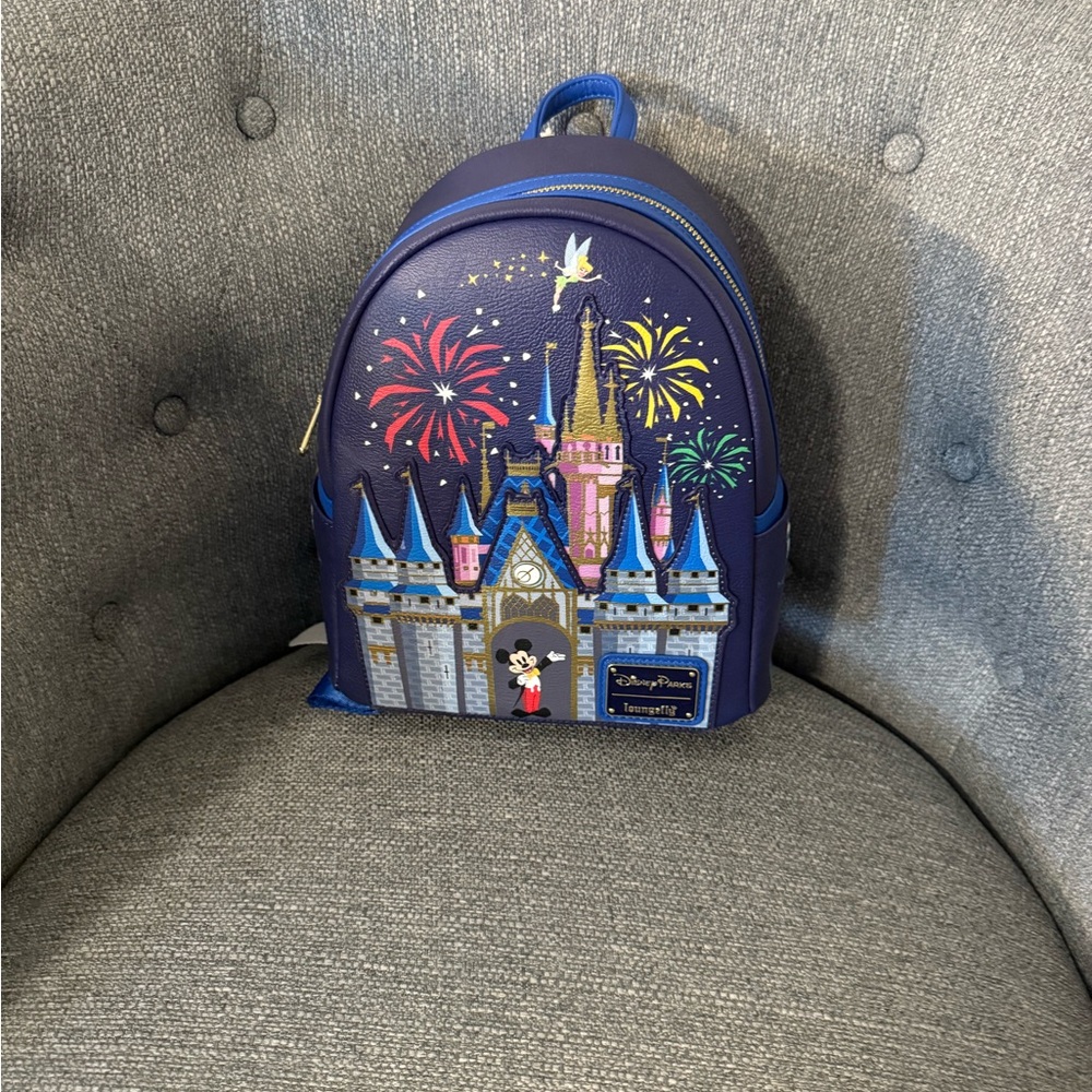 Disney Kids Backpack - Blue with Multicolor Castle Design